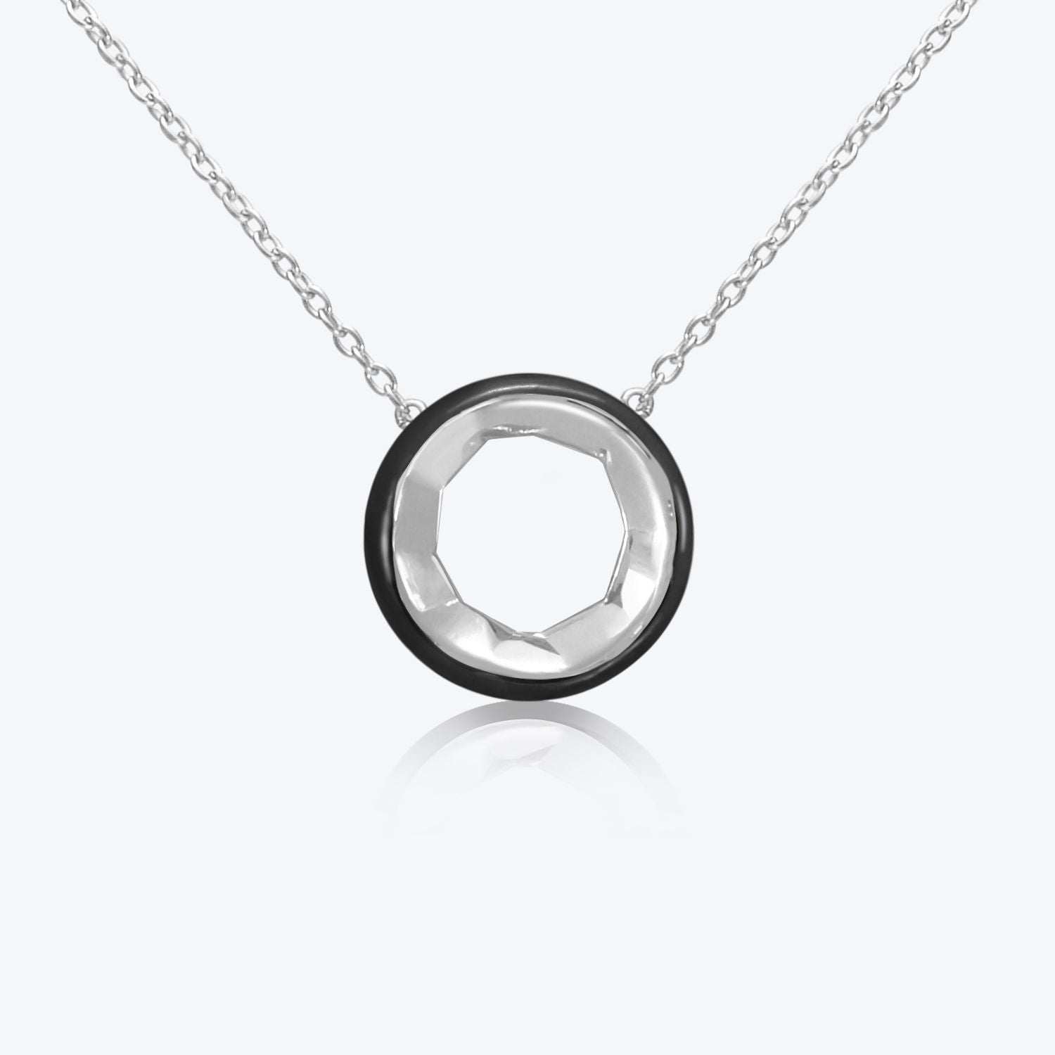 A. Sun Halo Silber Halskette w. Jet Black Emaille