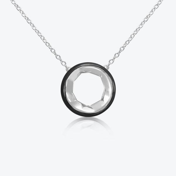 A. Sun Halo Silver Necklace w. Jet Black Enamel