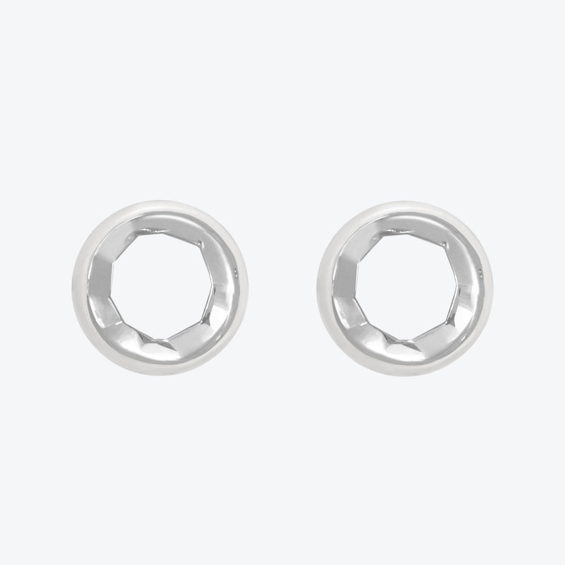 A. Sun Halo Silver Studs w. Snow White Enamel