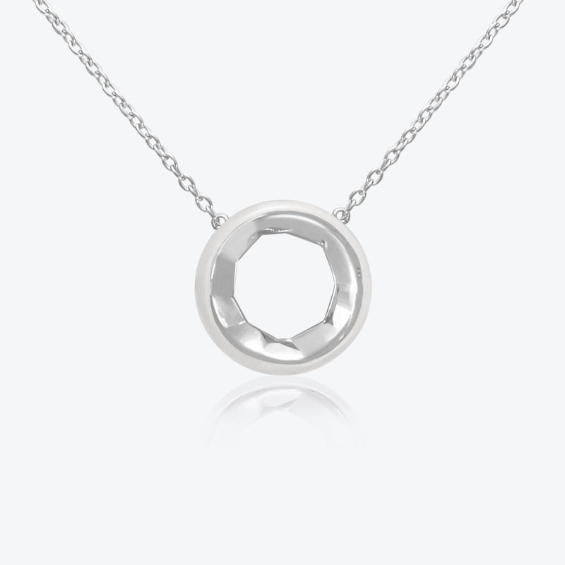 A. Sun Halo Silver Necklace w. Snow White Enamel