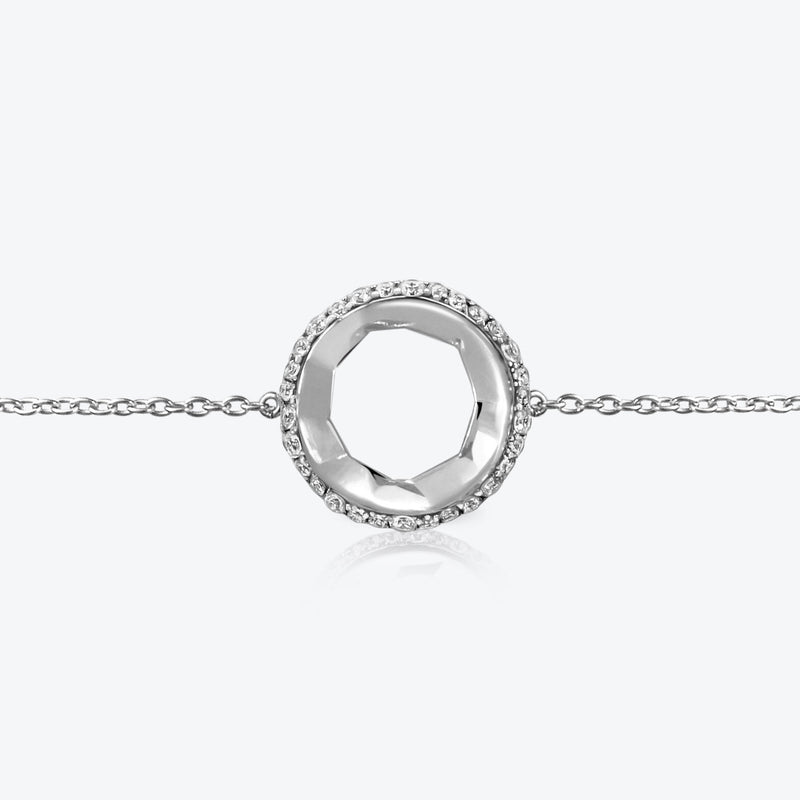 A. Sun Halo Aura 18K White Gold Bracelet w. Lab-Grown Diamond Pavé