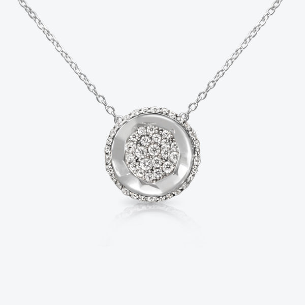 A. Sun Halo 18K White Gold Necklace w. Full Lab-Grown Diamond Pavé