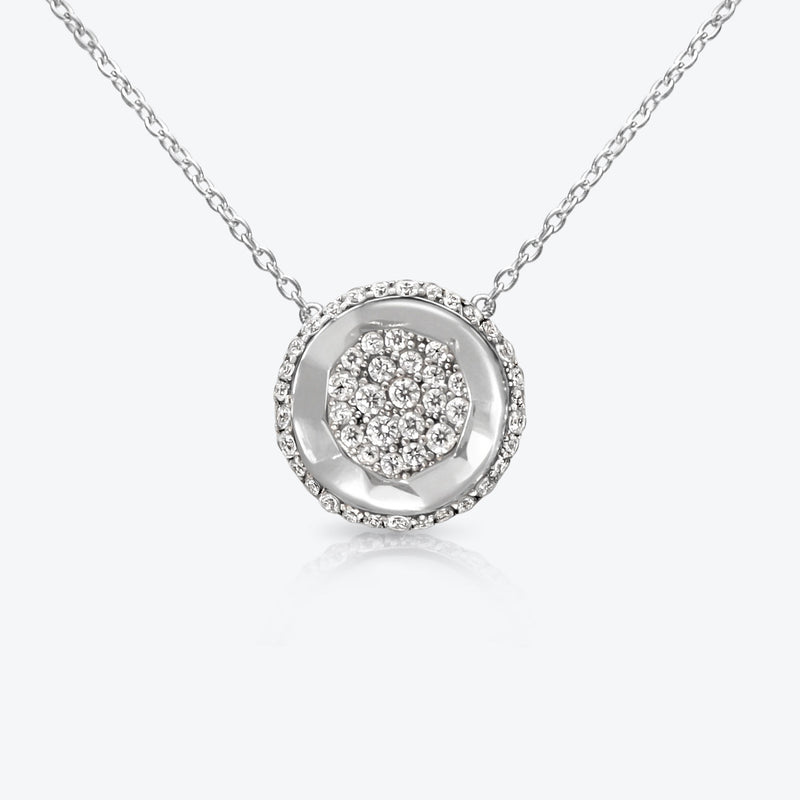 A. Sun Halo 18K White Gold Necklace w. Full Lab-Grown Diamond Pavé