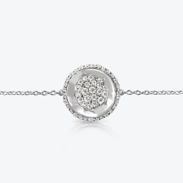 A. Sun Halo 18K White Gold Bracelet w. Full Lab-Grown Diamond Pavé