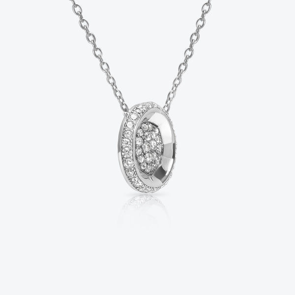 A. Sun Halo 18K White Gold Necklace w. Full Lab-Grown Diamond Pavé