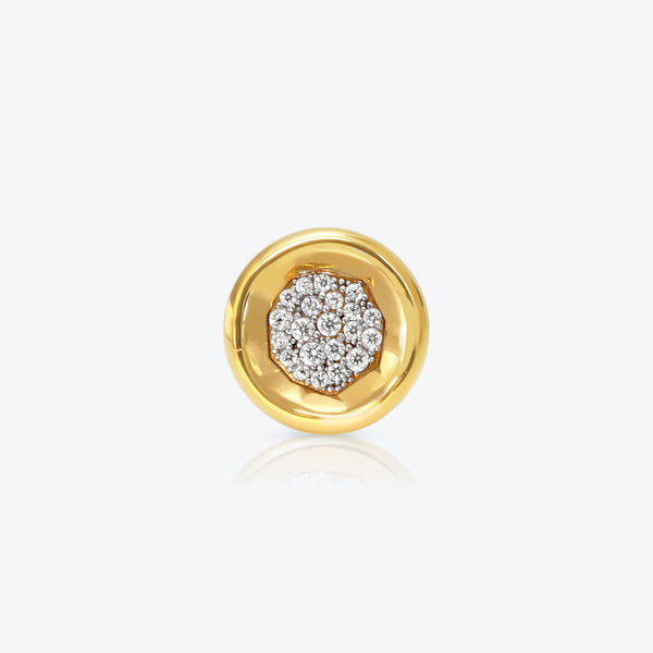 A. Sun Halo Core 18K Gold Studs w. Lab-Grown Diamond Pavé