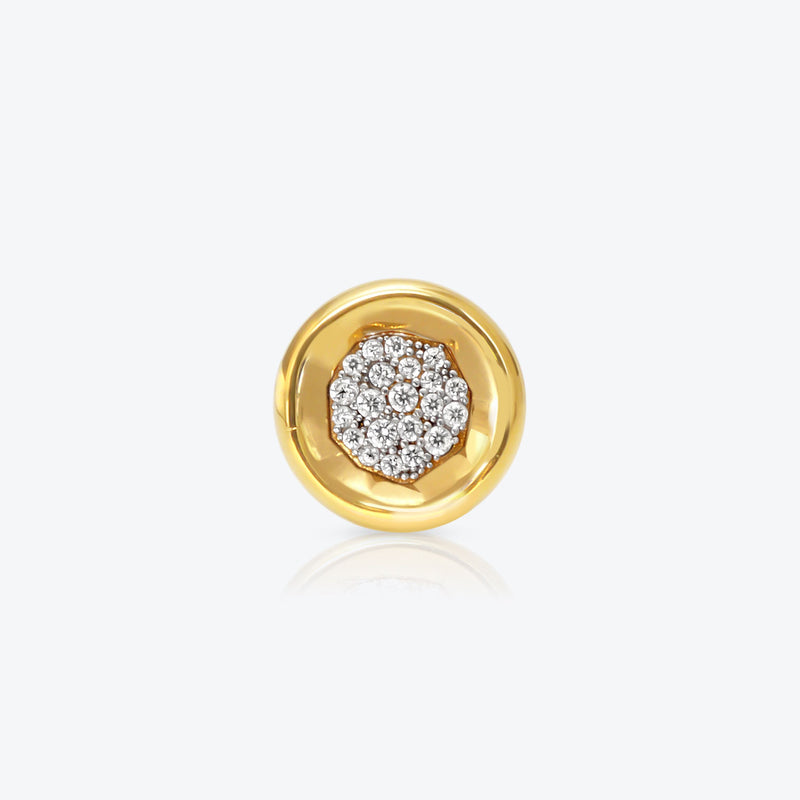 A. Sun Halo Core 18K White Gold Studs w. Lab-Grown Diamond Pavé