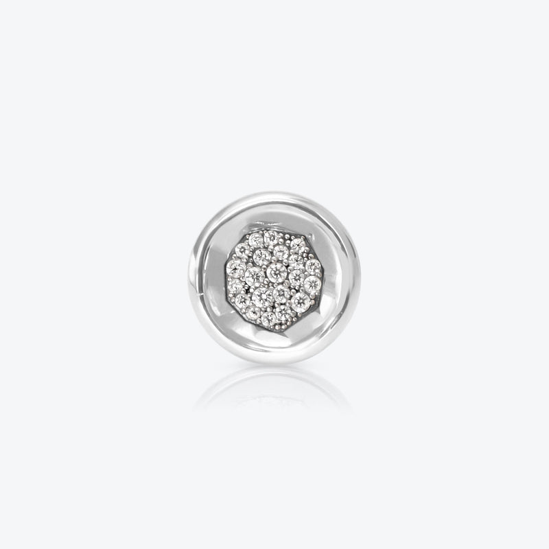 A. Sun Halo Core 18K White Gold Studs w. Lab-Grown Diamond Pavé