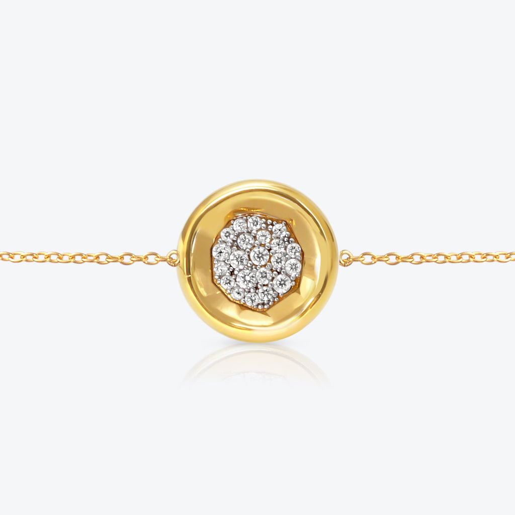 A. Sun Halo Core 18K Gold Armband w. Labor gewachsen Diamantpavé