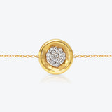 A. Sun Halo Core 18K Gold Bracelet w. Lab-Grown Diamond Pavé