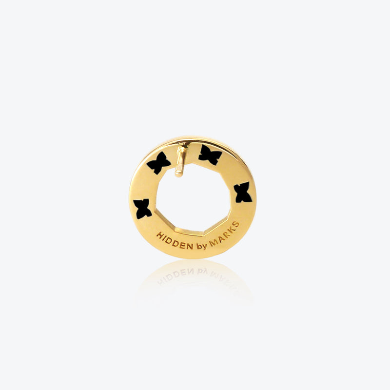 A. Sun Halo 18K Gold Studs w. Jet Black Enamel