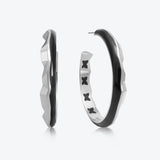 A. Iceberg Silver Hoops w. Jet Black Enamel