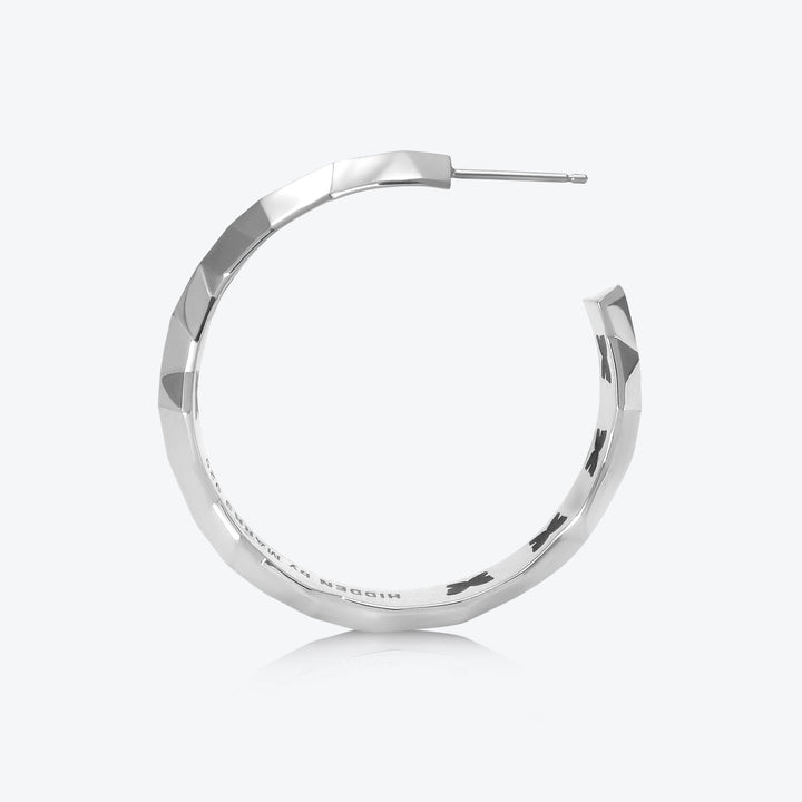 A. Iceberg Silver Hoops w. Jet Black Enamel