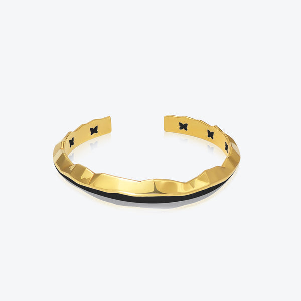 A. Iceberg 18K Gold Plated Cuff w. Jet Black Enamel