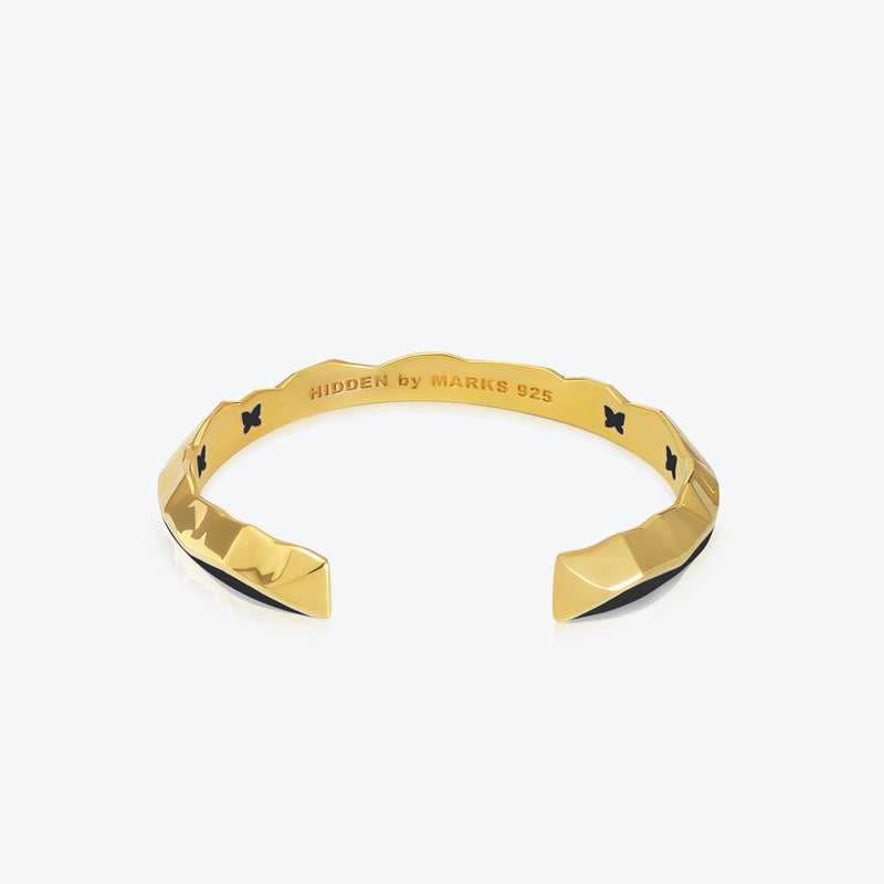 A. Iceberg 18K Gold Plated Cuff w. Jet Black Enamel