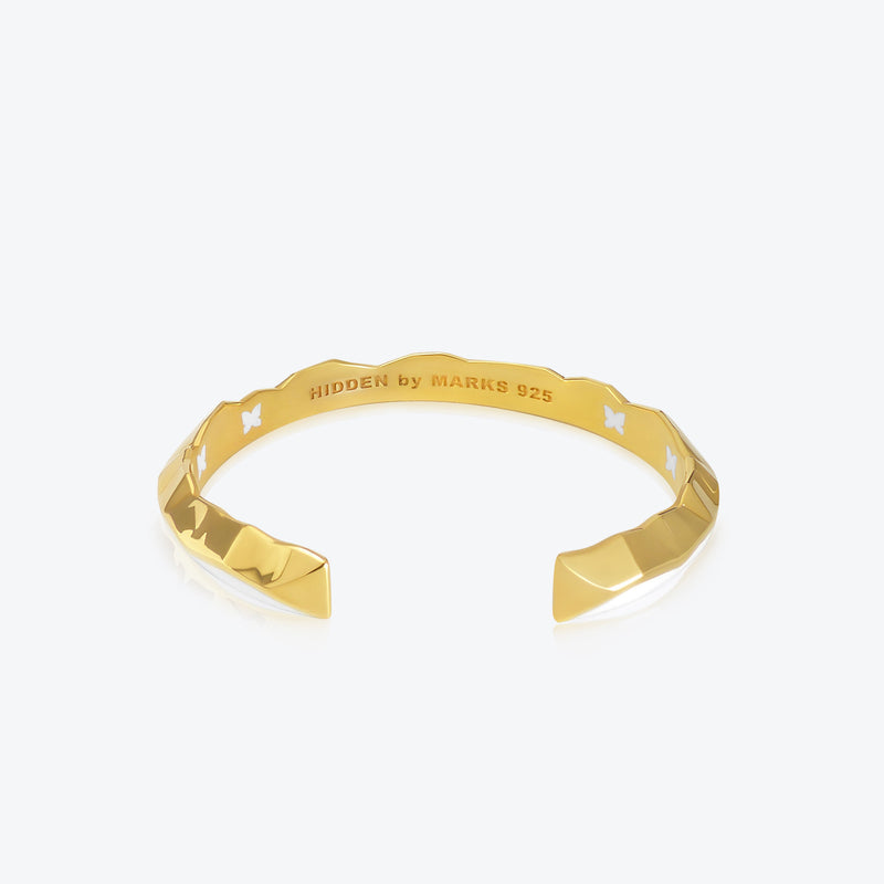 A. Iceberg 18K Gold Plated Cuff w. Snow White Enamel