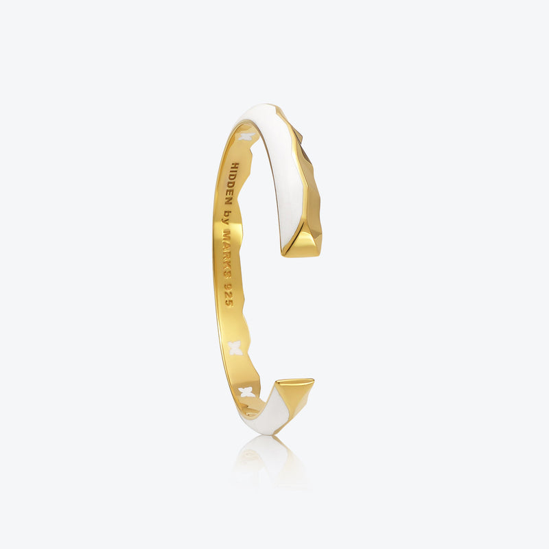 A. Iceberg 18K Gold Plated Cuff w. Snow White Enamel