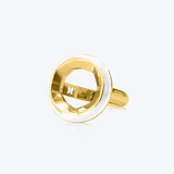 A. Sun Halo 18K Gold Ring w. Snow White Enamel