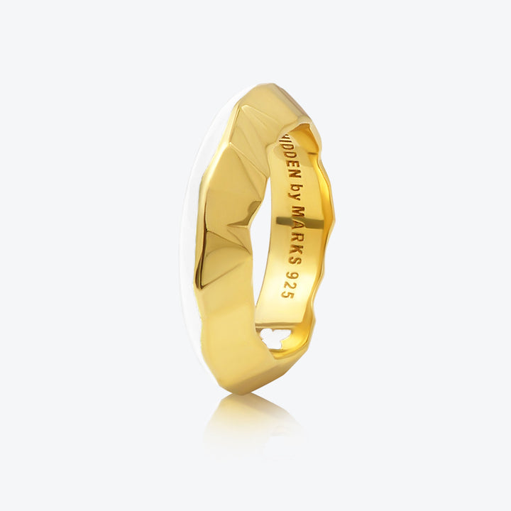 A. Iceberg 18K Forgyldt Ring m. Hvid Emalje