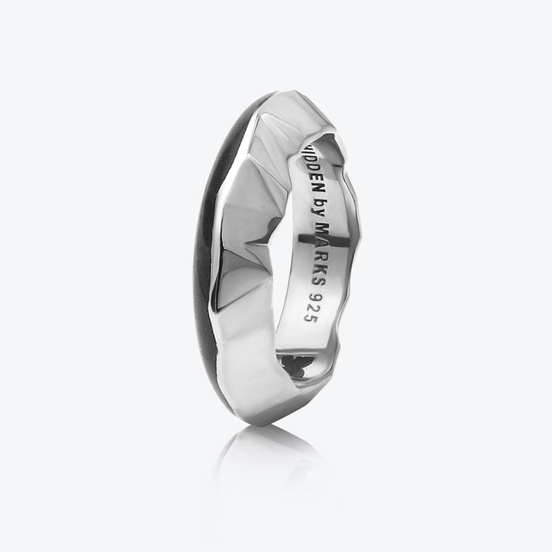 A. Iceberg Silver Ring w. Jet Black Enamel