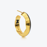 A. Iceberg 18K Gold Plated SM Hoops w. Jet Black Enamel