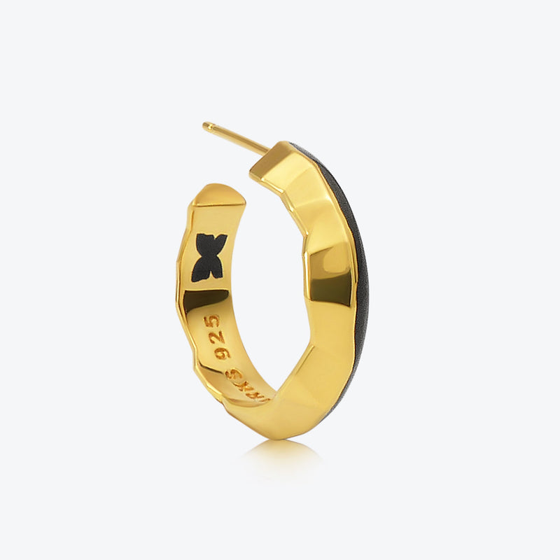 A. Iceberg 18K Gold Plated SM Hoops w. Jet Black Enamel