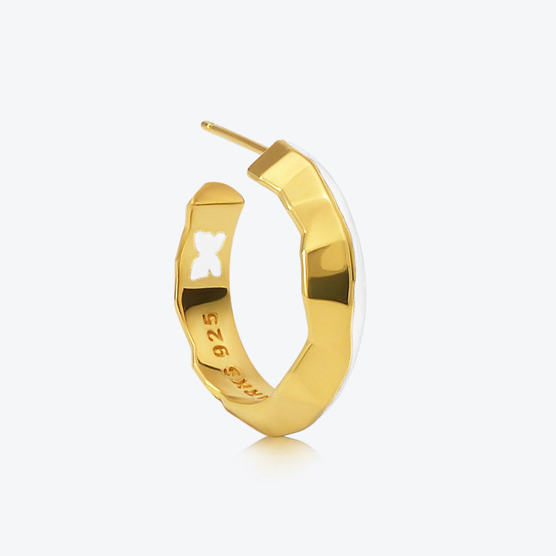 A. Iceberg 18K Gold Plated SM Hoops w. Snow White Enamel