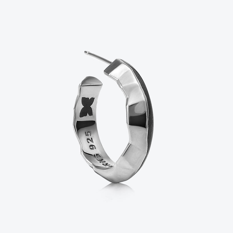 A. Iceberg Silver SM Hoops w. Jet Black Enamel