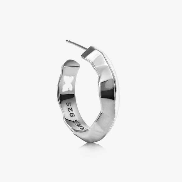 A. Iceberg Silver SM Hoops w. Snow White Enamel