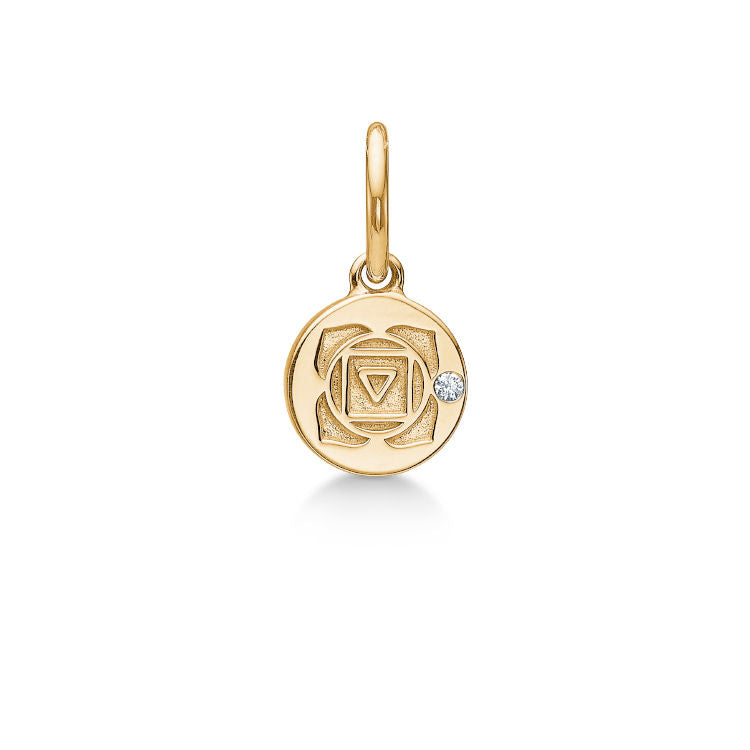 Inner Peace Rootchakra 18K Gold Pendant w. Diamond