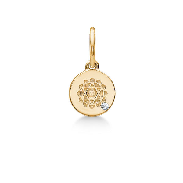 Inner Peace Heartchakra 18K Gold Pendant w. Diamond