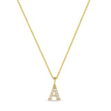 Petite Letter A Gold Vermeil Necklace w. Zirconias