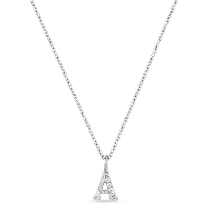 Petite Letter A Silver Necklace w. Zirconias