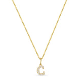 Petite Letter C Gold Vermeil Necklace w. Zirconias