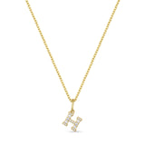 Petite Letter H Gold Vermeil Necklace w. Zirconias