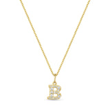 Petite Letter B Gold Vermeil Necklace w. Zirconias