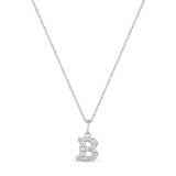 Petite Letter B Silver Necklace w. Zirconias
