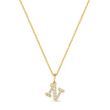 Petite Letter N Gold Vermeil Necklace w. Zirconias