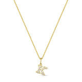 Petite Letter K Gold Vermeil Necklace w. Zirconias