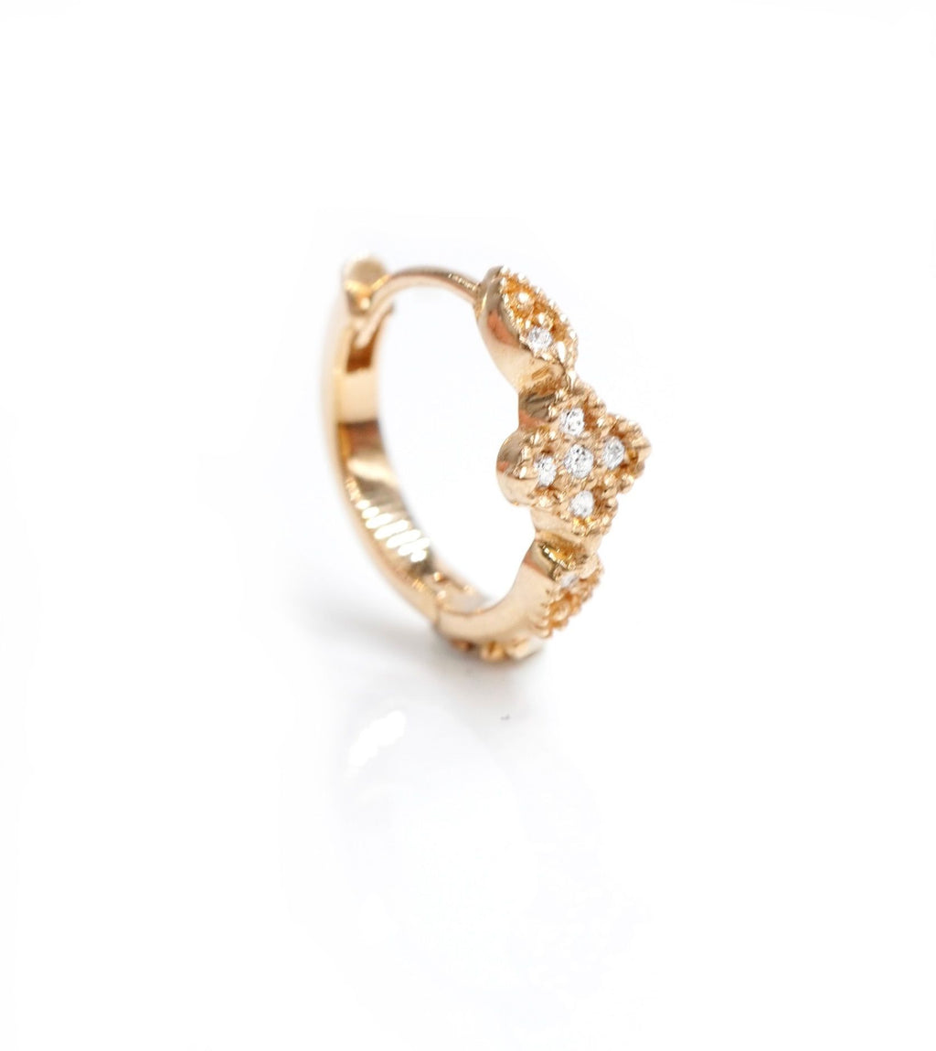 Nina Flower Petals Mini 18K Gold Hoop w. Diamonds
