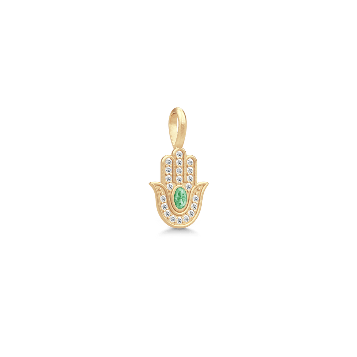 Hamsa-Schutz Gold plattiert Ohrring-Pendant w. Grüne Turmalin