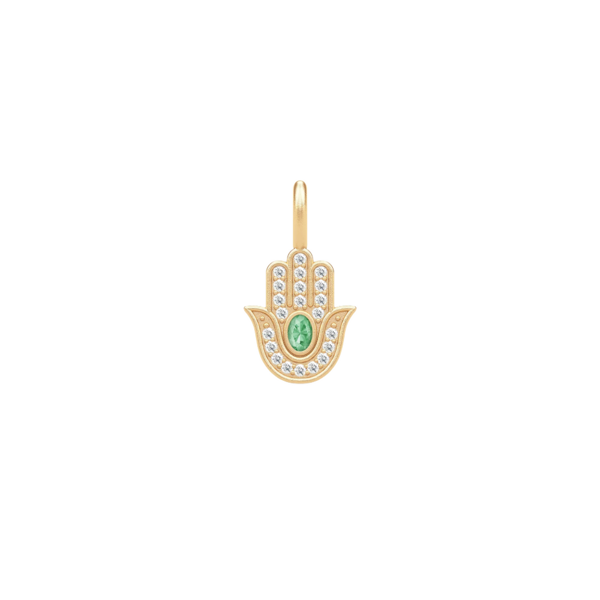 Hamsa-Schutz Gold plattiert Ohrring-Pendant w. Grüne Turmalin