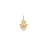 Hamsa Protection Gold Plated Earring-Pendant w. Green Tourmaline