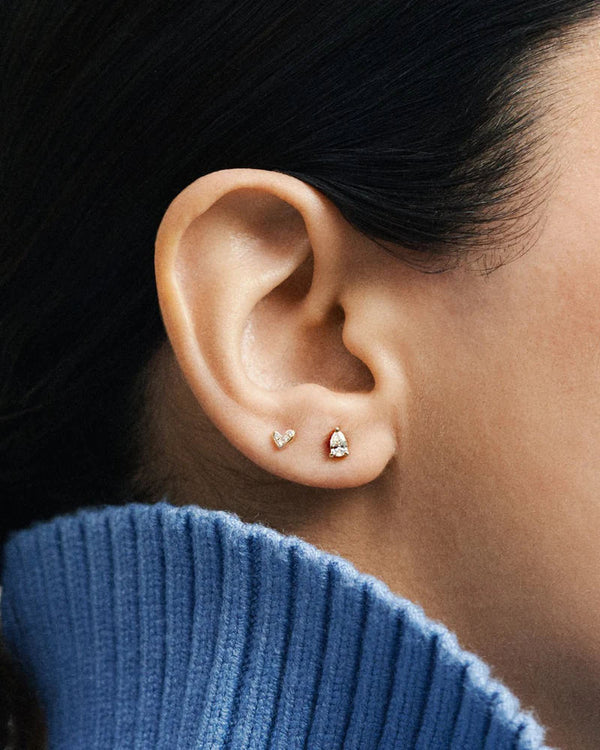 Pear 14K Gold Studs w. Lab-Grown Diamonds