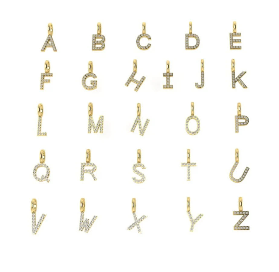 Letter 14K Gold Necklace w. Diamonds