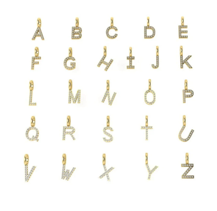 Letter 14K Gold Necklace w. Diamonds