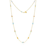 Piccolo Melrose 18K Gold Necklace, 74cm, w. Aventurine & Guava quartz