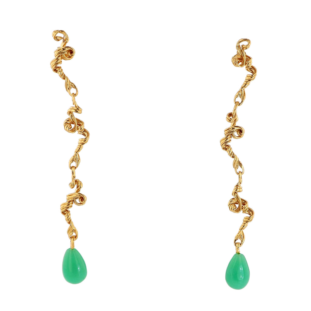 Fouettés 24K Gold Plated Earrings w. Chrysoprase