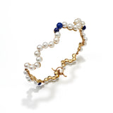 Curves 9K Gold Bracelet w. Pearls & Lapis