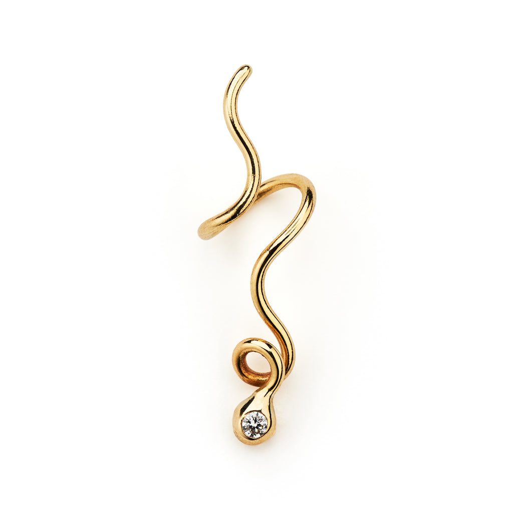 Masika Wave 14K Gold Earrings w. Diamonds